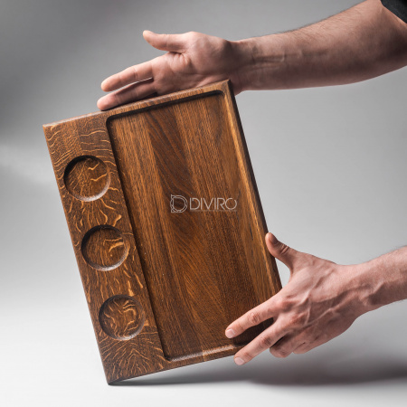 Доска для подачи стейка из дуба с отделениями под соусы — производство DIVIRO